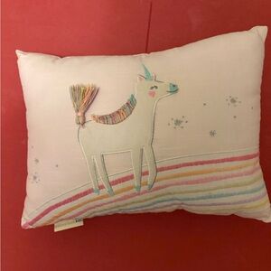 Pottery Barn Kids Unicorn Pillow - Cream with Rainbow Accents